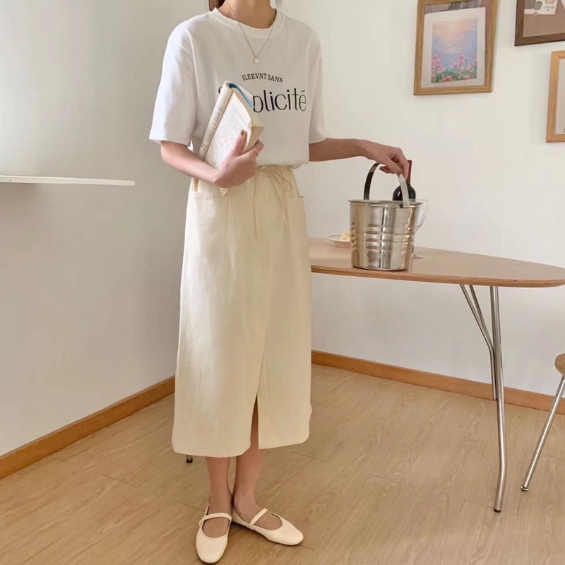 Chân váy jeans Hàn buộc eo