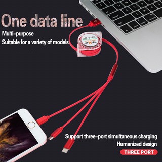 Dây Cáp Sạc Nhanh 3 Trong 1 Usb Loại C Cho Android Iphone