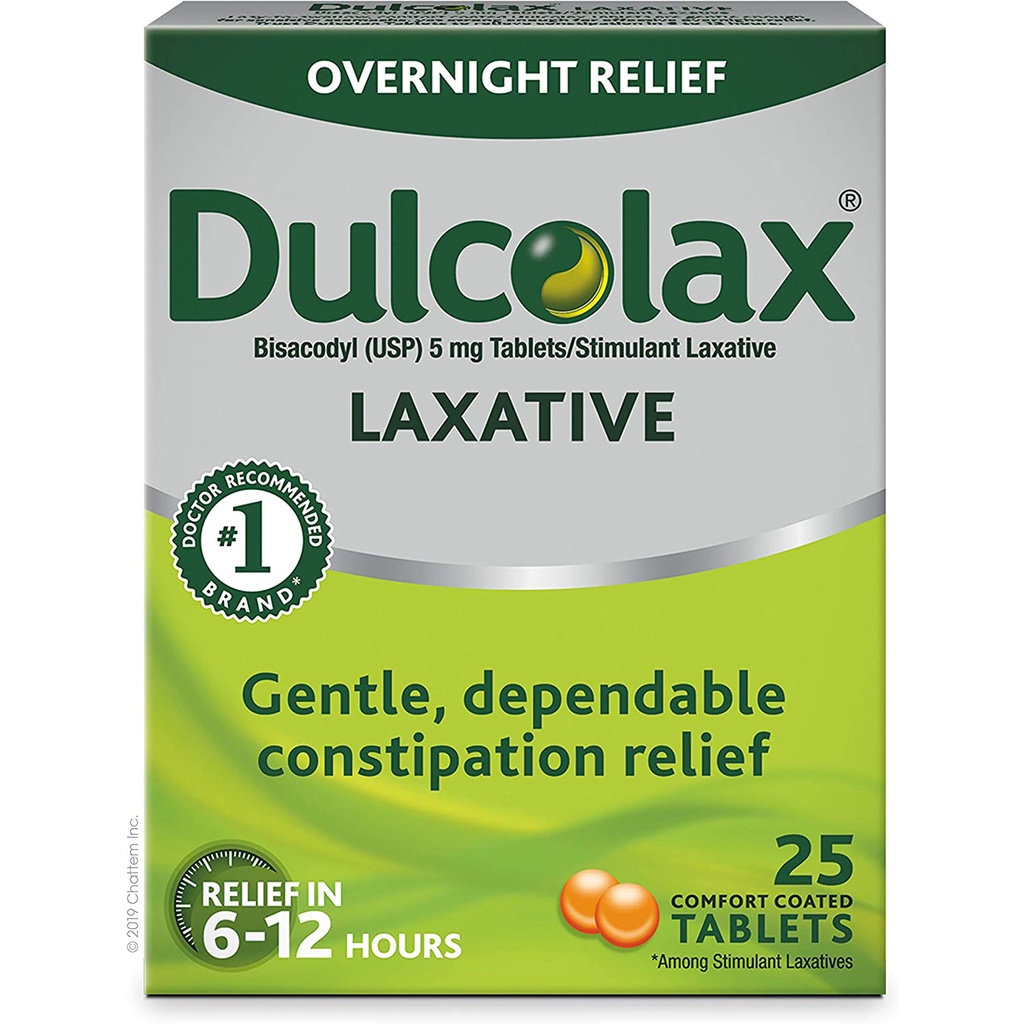 HỘP 25 VIÊN - VỈ LẺ 25 VIÊN NHUẬN TRÀNG, GIẢM TÁO BÓN Dulcolax Overnight Laxative for Gentle Constipation Relief Tablet