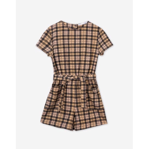 Jumsuit Dạ Bé Gái Kẻ Ô Nâu Vàng GJ