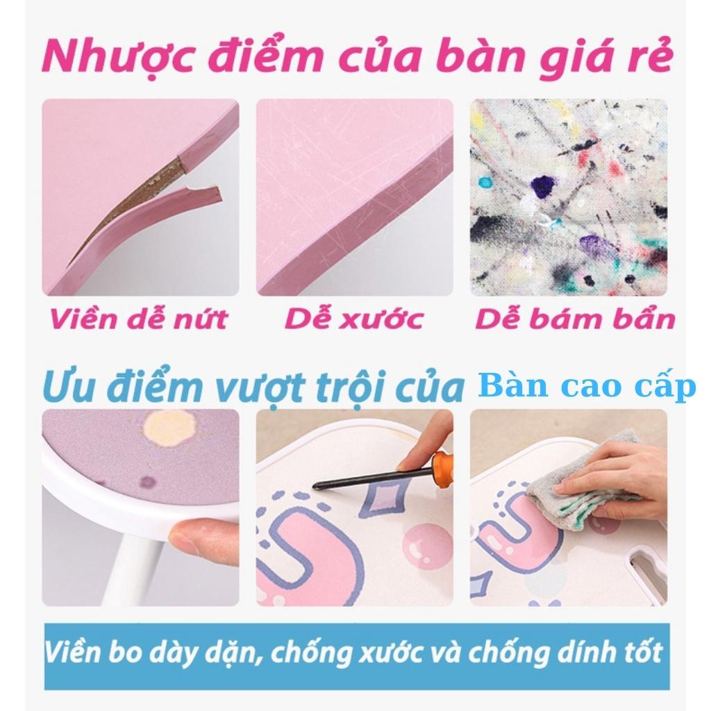 Bàn học gấp gọn cao cấp bọc nhựa có khe cắm Ipad, ngăn đựng bút, tay xách và chỗ để cốc nước, siêu bền,đẹp,cute