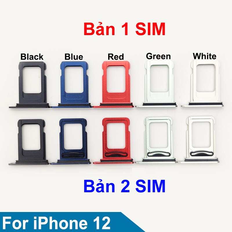 Khay sim iPhone 12 6.1&quot; bản 1 SIM/ 2 SIM ZIN có Ron Chống Nước &amp; Lẫy Giữ Sim