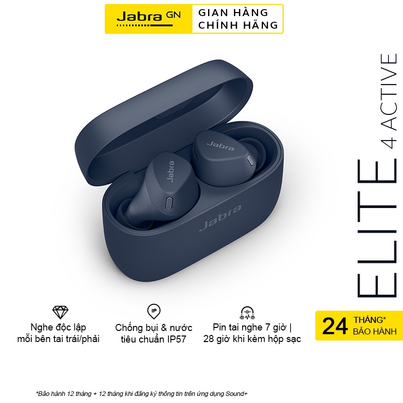 [Mới Nhất] Tai Nghe True Wireless Jabra Elite 4 Active | Chống Ồn Chủ Động| IP57| Monomode | Hàng Chí