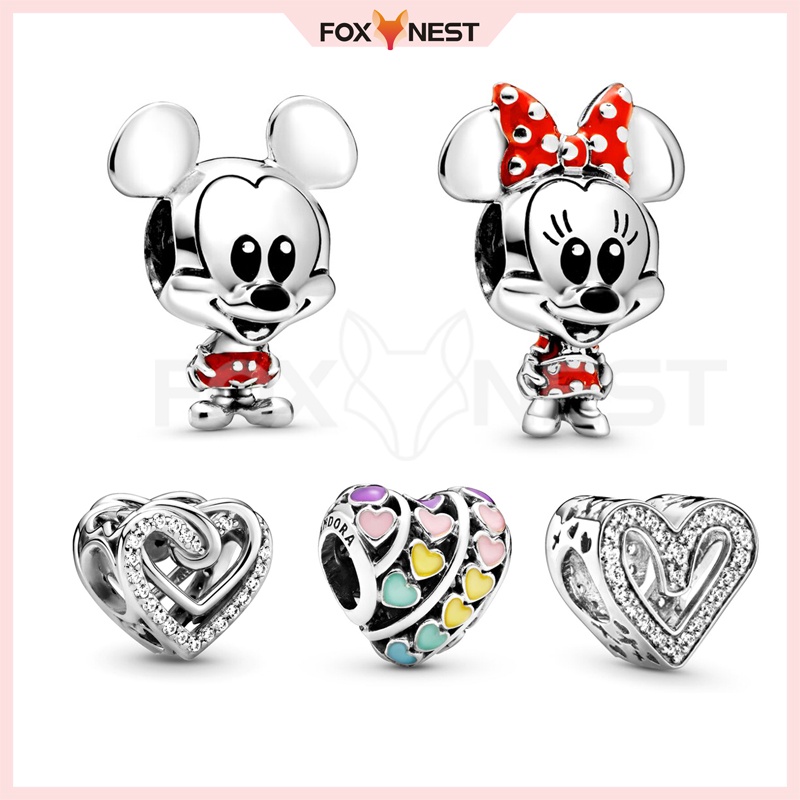 PANDORA Mặt Dây Chuyền Bạc S925 Hình Mickey Minnie Xinh Xắn
