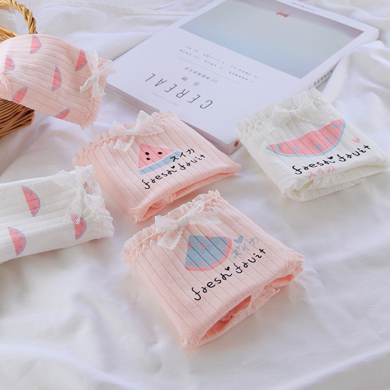 Quần lót nữ len tăm tone màu hồng trắng đáng yêu nâng mông họa tiết dưa hấu dễ thương DOLLY SECRET QL033 | BigBuy360 - bigbuy360.vn