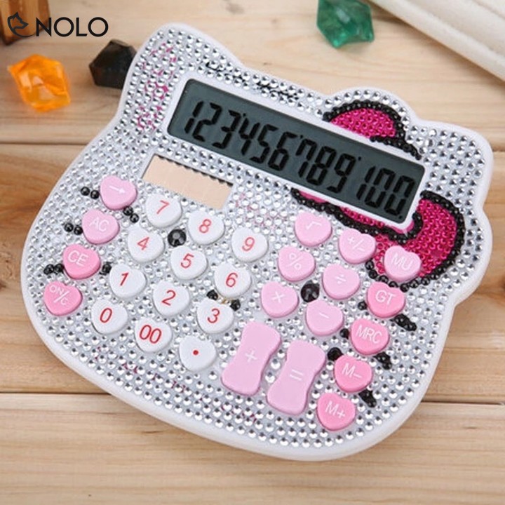 Máy Tính Cầm Tay Hello Kitty Dùng Pin Và Năng Lượng Mặt Trời 12 Chữ Số