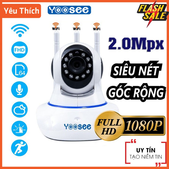 Camera Yoosee 3 Râu 2Mpx Chuẩn Full HD 1080P , Đàm Thoại 2 Chiều Sử Dụng App Tiếng Việt