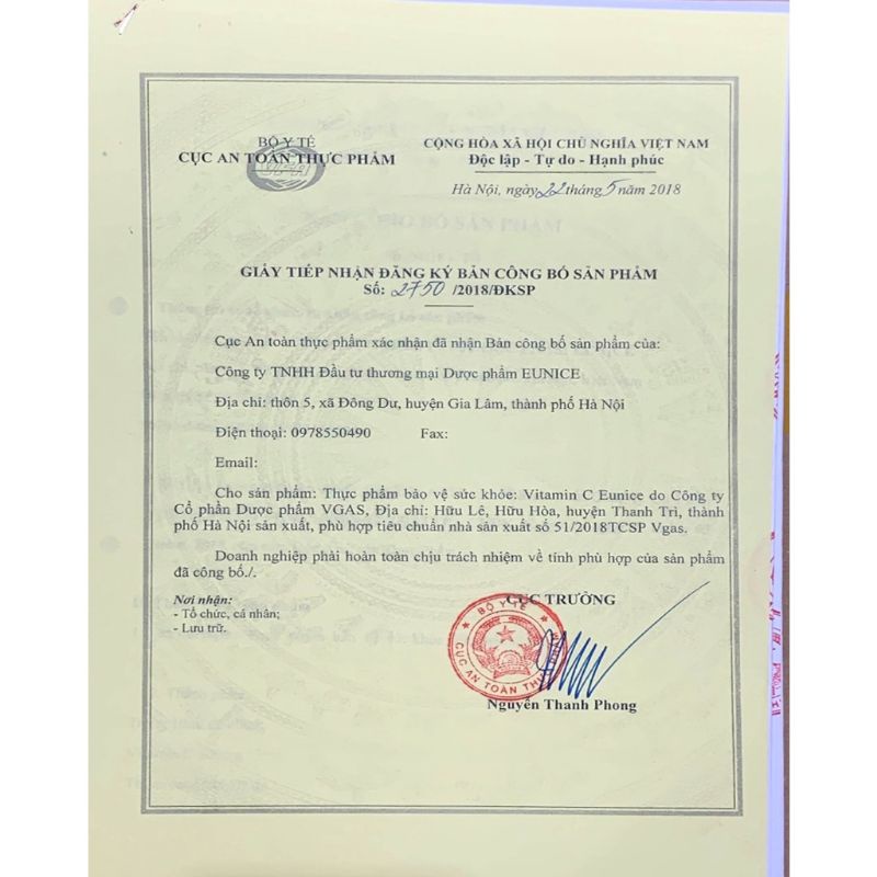 Vitamin C Eunice bổ sung vitamin C, tăng cường sức đề kháng