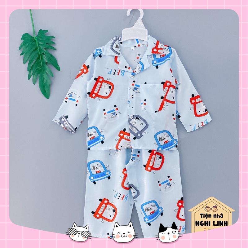 Bộ pijama bé trai- quần áo trẻ em vải tole lanh 8-32kg