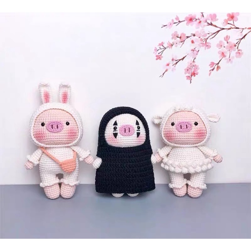 Chủ Đề Heo Halloween - Gói DIY Gói Nguyên Liệu Móc Len - Quà Tặng Handmade Tự Làm [Có hướng dẫn]