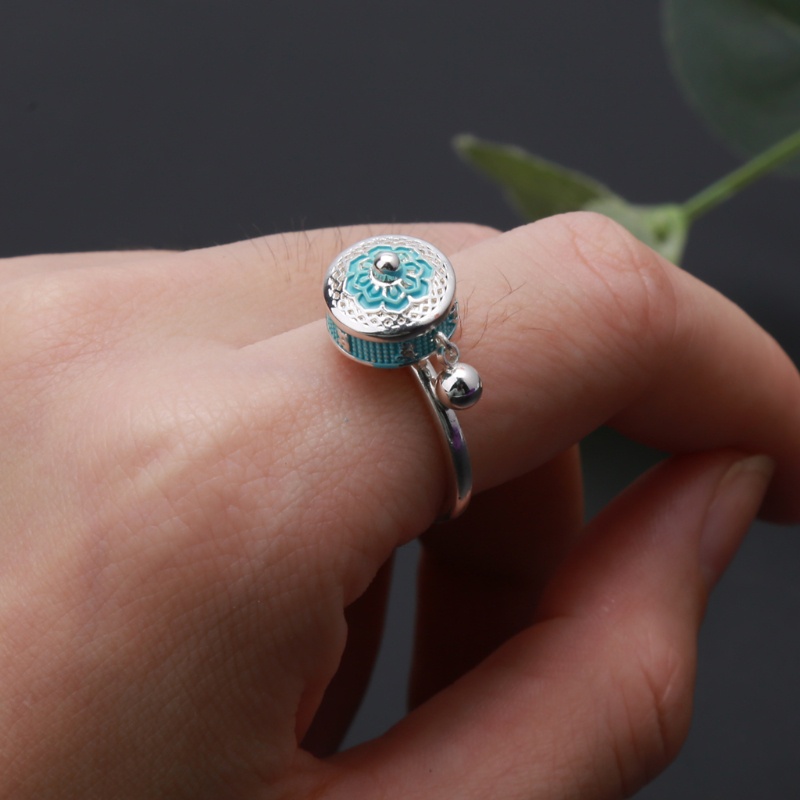 Nhẫn Cầu Nguyện Phật Giáo Tây Tạng Có Bánh Xe Xoay Được Cho Nữ