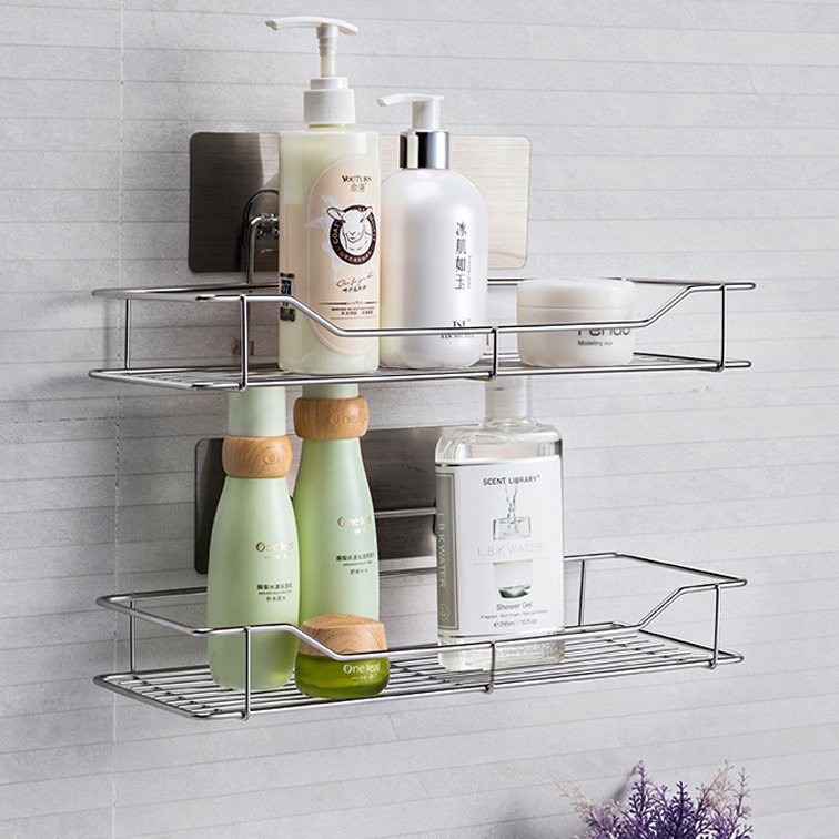 Kệ Inox 304 Dán Tường, Kệ Nhà Tắm Hình Chữ Nhật Dài 35cm Dán Tường Tiện Lợi( Kệ MP01)