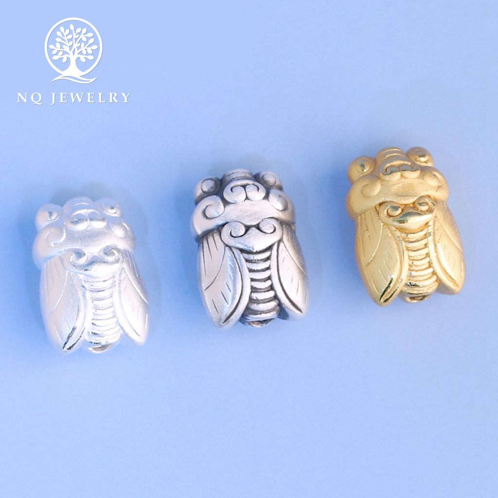 Charm bạc ngọc thiền xỏ ngang - NQ Jewelry