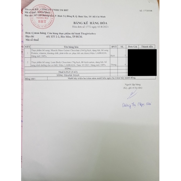 Gói 2Kg Muscle Mass Gainer Chính Hãng BBT