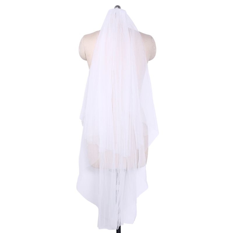 Mạng Che Mặt 2 Lớp Dài Đến Đầu Gối Màu Sắc Trơn Đơn Giản Dành Cho Cô Dâu