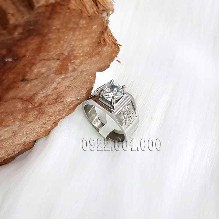 Nhẫn nam mặt đá xoàn trắng NZ1428