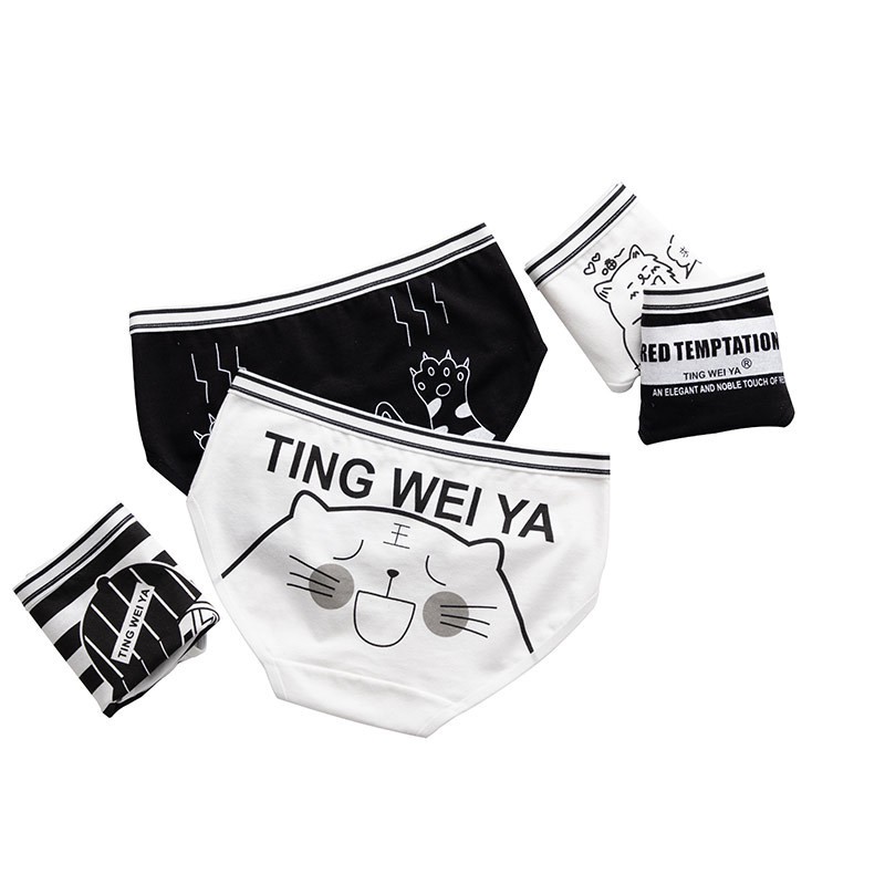 Quần lót 100% cotton in họa tiết thoáng khí dễ thương cho nữ