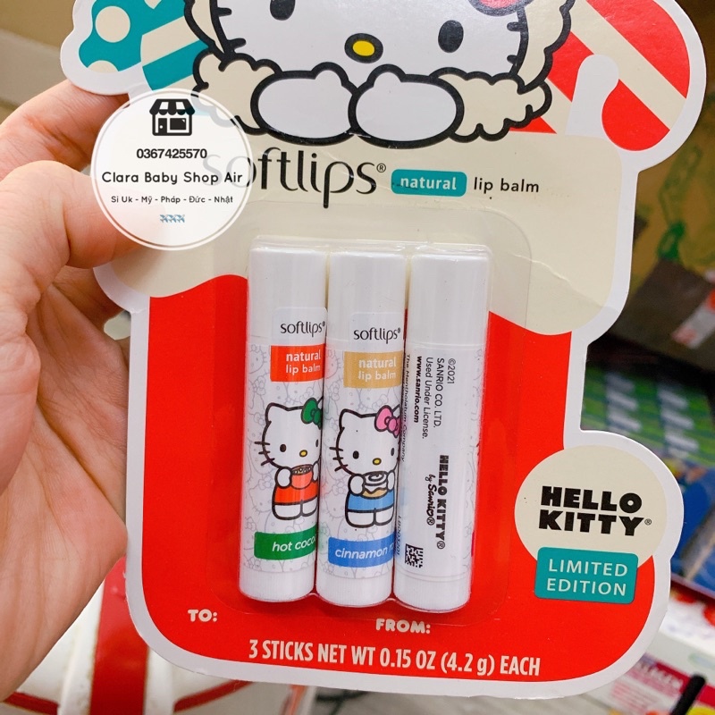 (Air ✈️ Mỹ ) Son Softlips Hello Kitty Holiday Limited Edition ( set 3 thỏi )