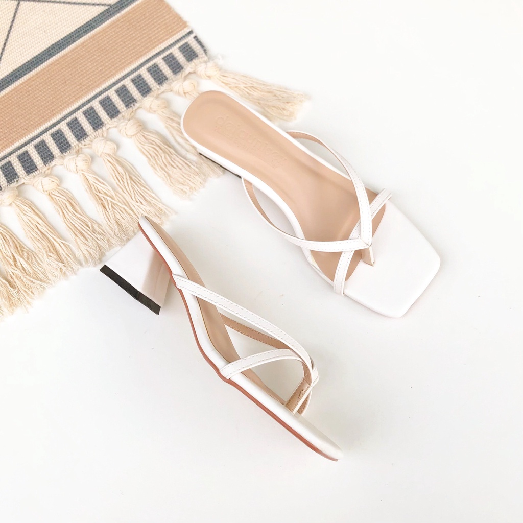 Guốc Xỏ Ngón Detaunisex Gót Vuông Quai Ba Dây Nhỏ Phong Cách Hàn Quốc Mã G501