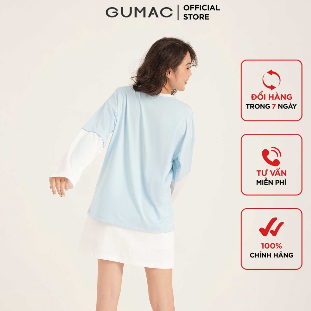 [Mã WABRGUM giảm 10% tối đa 30K đơn 99K] Áo thun nữ thiết kế tay dài phối màu GUMAC phong cách hàn quốc ATB1132