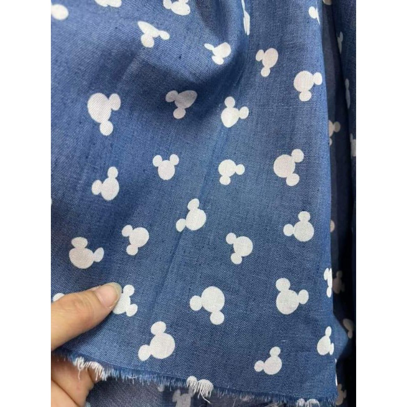 Vải thô jean lụa hình mickey