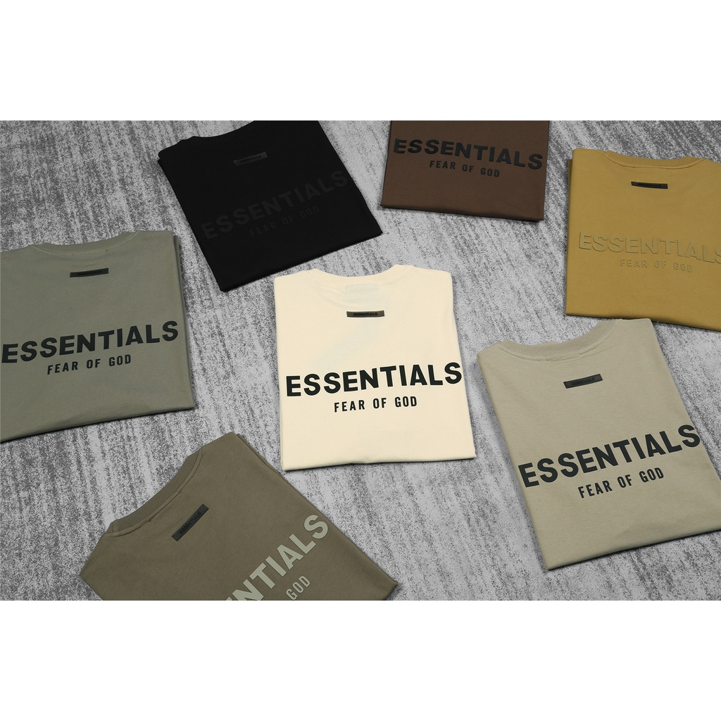 FEAR OF GOD Duplex ESSENTIALS High Street Trend Back Letter Silicone Couple Short Sleeve T-Shirt