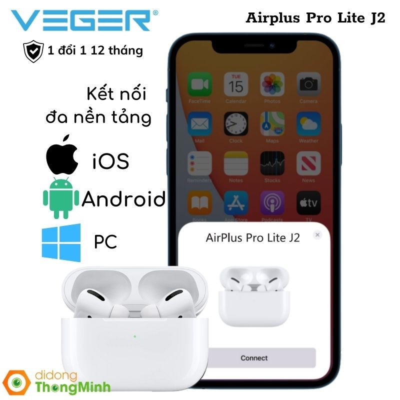 Veger Airplus Pro Lite - Tai Nghe True Wireless - HIFI AUDIO CỰC HAY- PIN 6 Tiếng- 1 ĐỔI 1 18 Tháng Chính Hãng