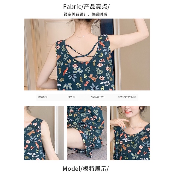 Bộ Quần Áo Sát Nách Chất Liệu Lanh Siêu Mát Cách Điệu Nhún Bèo Trẻ Trung