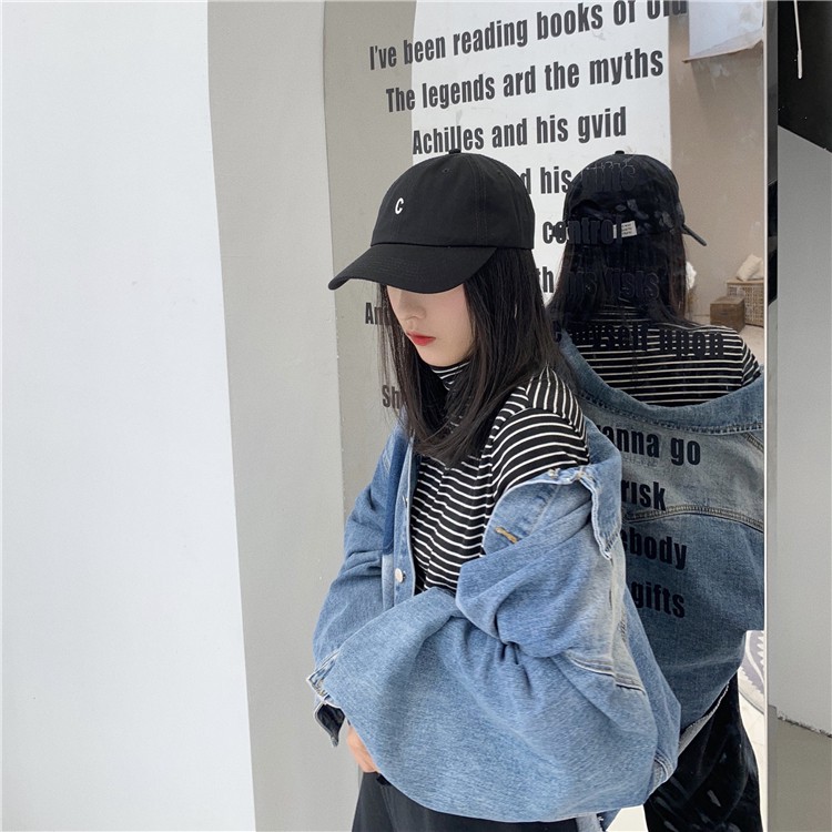 Mũ lưỡi trai bóng chày vành cong thêu chữ màu xanh lá dạ quang có thể điều chỉnh thời trang cho nam và nữ