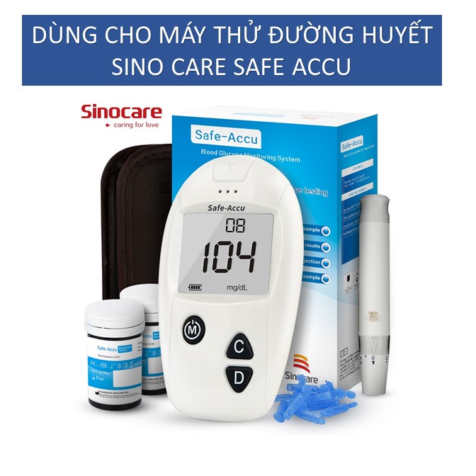100/50 Que thử Đường Huyết Sinocare Safe Accu