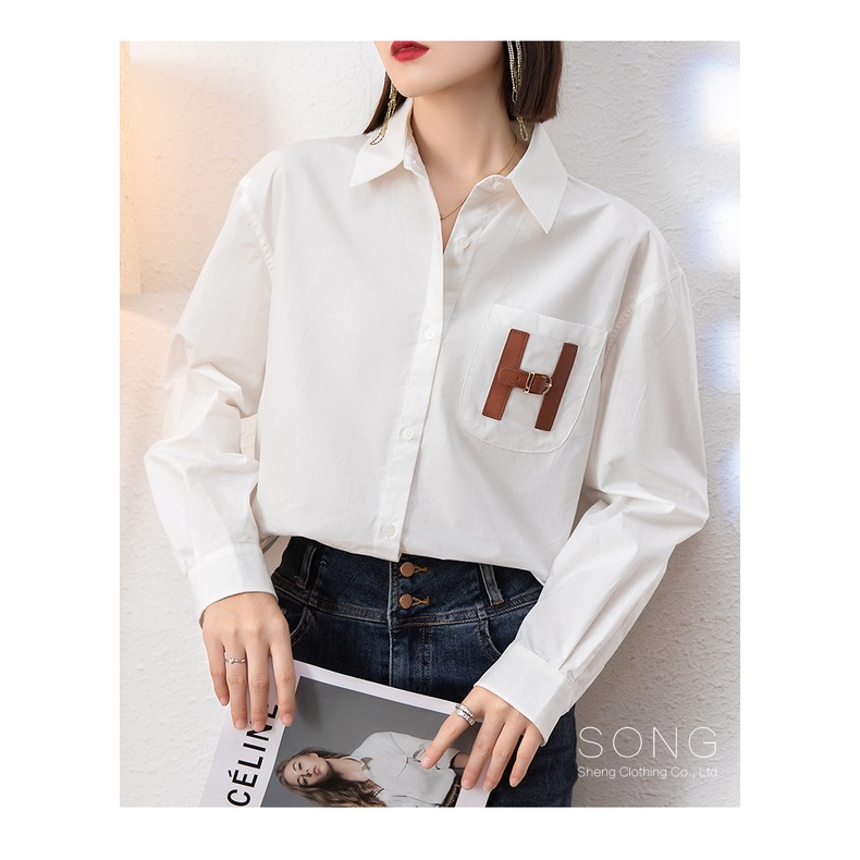 Áo Sơ Mi Trắng Nữ Chữ H Style Cao Cấp, Áo Somi Dài Tay Dáng Rộng | BigBuy360 - bigbuy360.vn