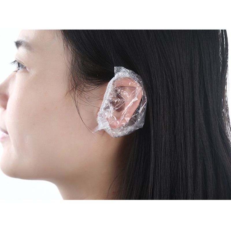 Set 100 Vỏ Bọc Tai Bằng Nhựa Dày Chống Nước Dùng Một Lần Cho Salon