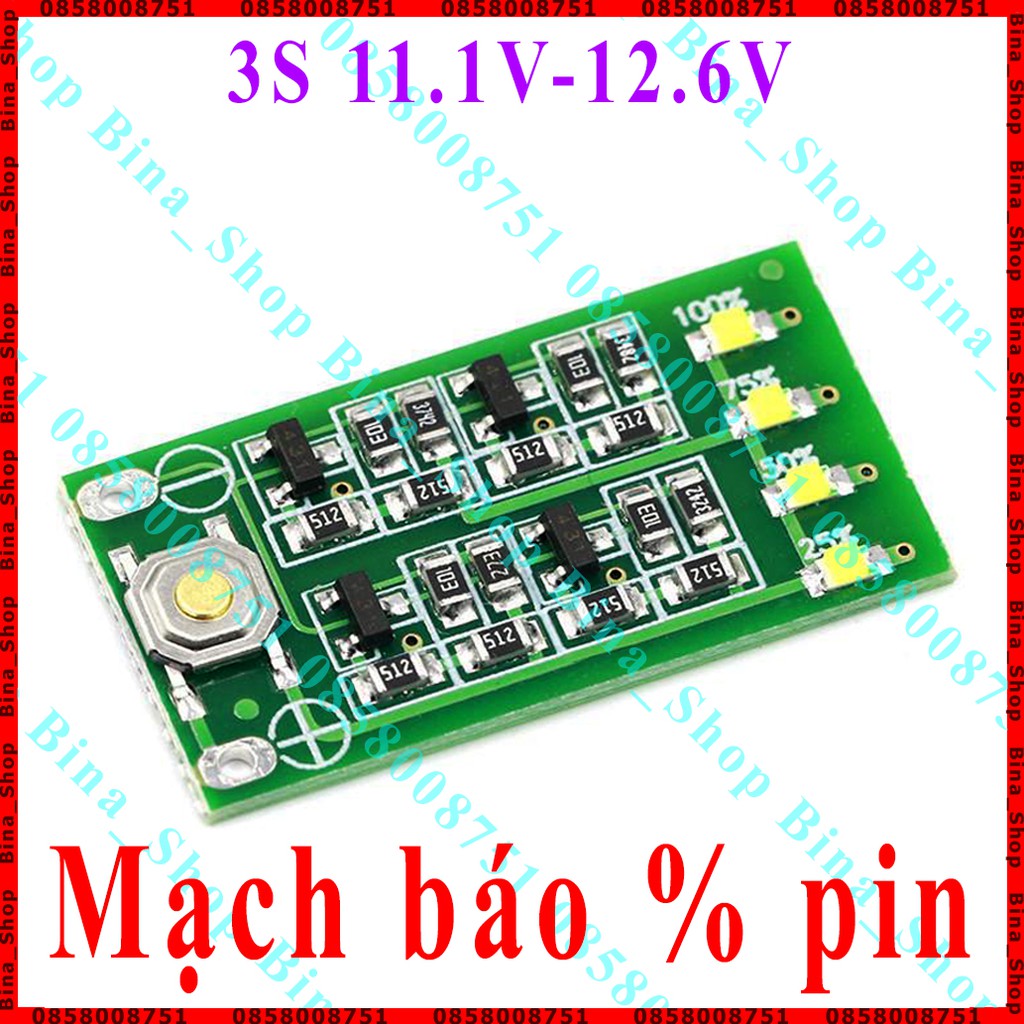 Mạch báo pin 3S 11.1V-12.6V đèn báo mức dung lượng