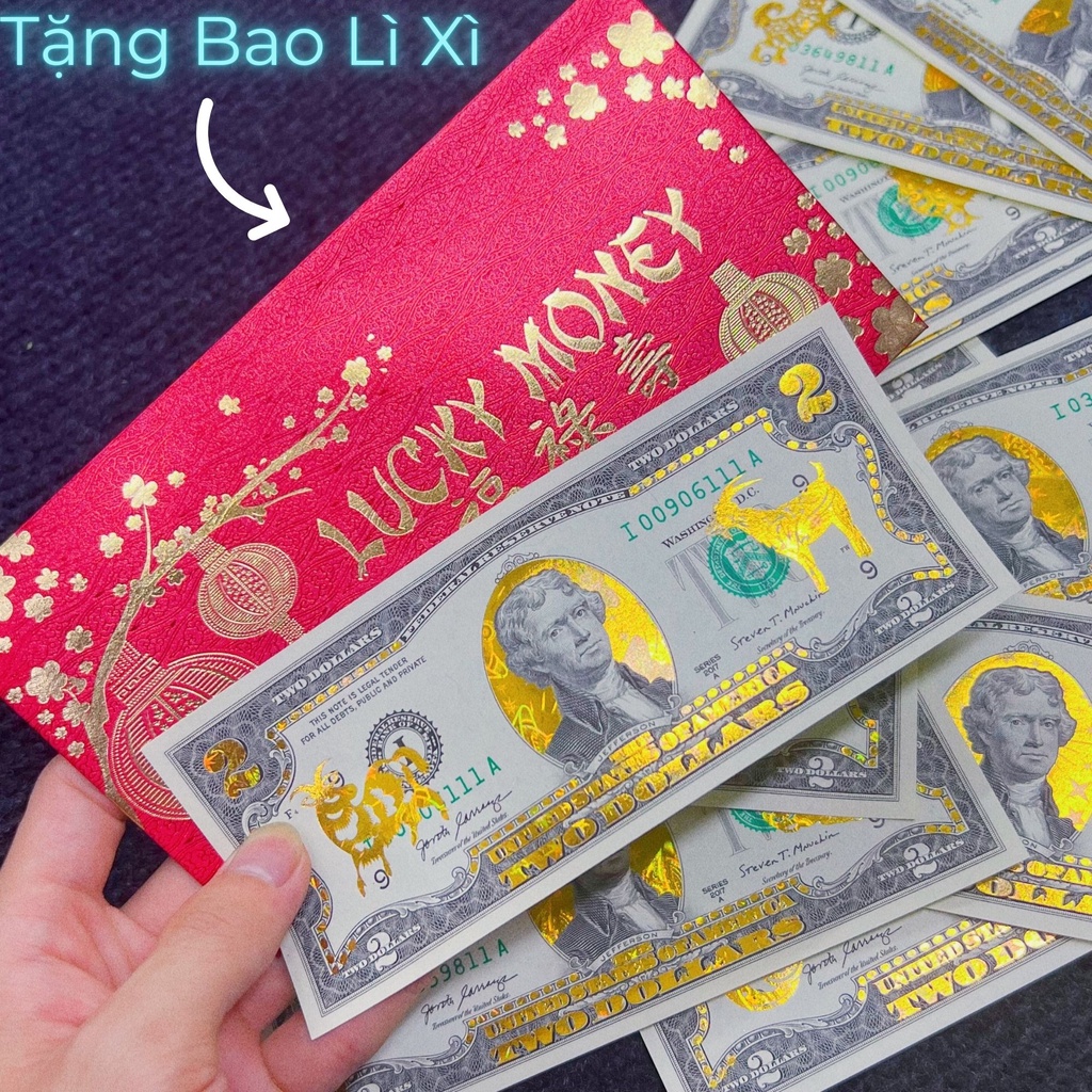Tờ 2 Đô, 2 USD In Hình 12 Con Giáp Mạ Vàng 3D Kỷ Niệm Làm Quà Tặng, Sưu Tầm, Trang Trí Phong Thủy