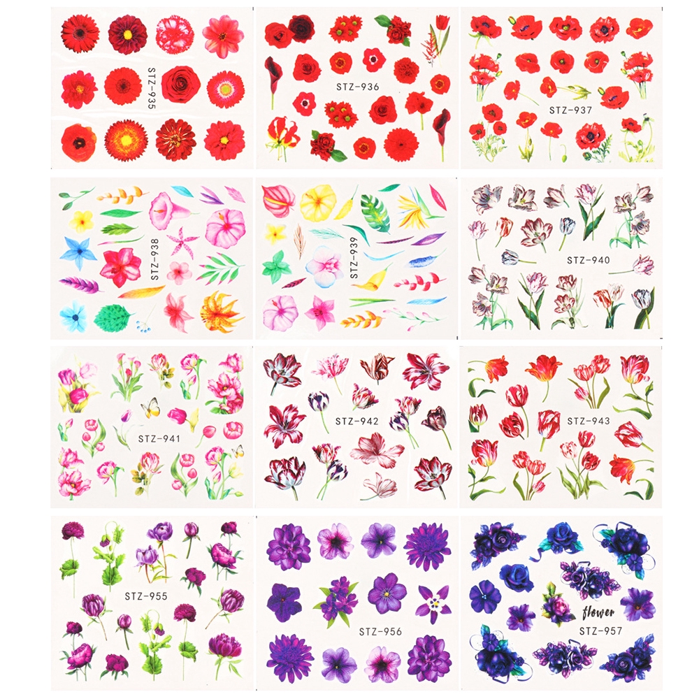 Miếng Dán Trang Trí Móng Tay Hình Hoa Dễ Thương