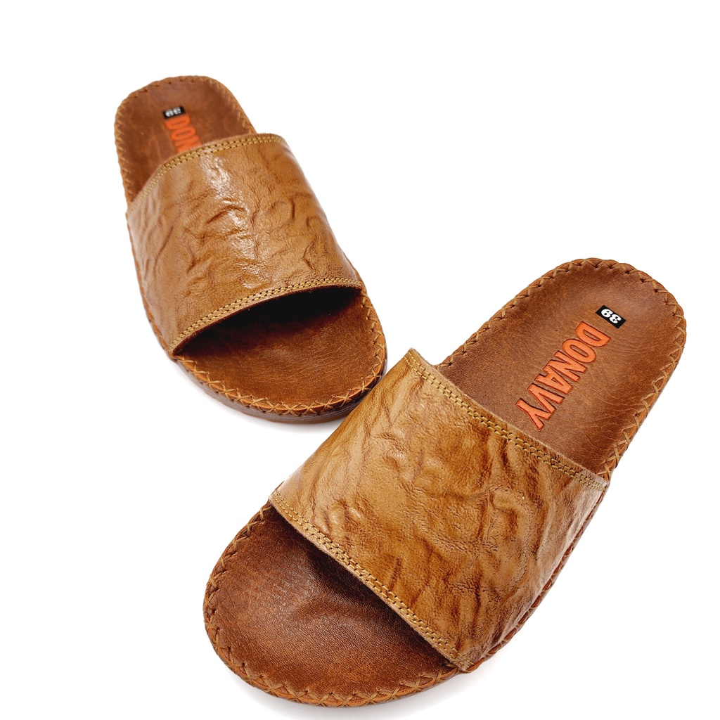 Dép Quai Ngang Nam Da Bò 100% Chữ H Đế May Chữ X Chắc Chắn