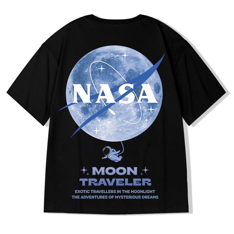Áo Thun Tay Ngắn Cổ Tròn Dáng Rộng In Hình Phi Hành Gia Phong Cách Nhật Bản Thời Trang Mùa Hè Cho Nam Giới [M-8XL]