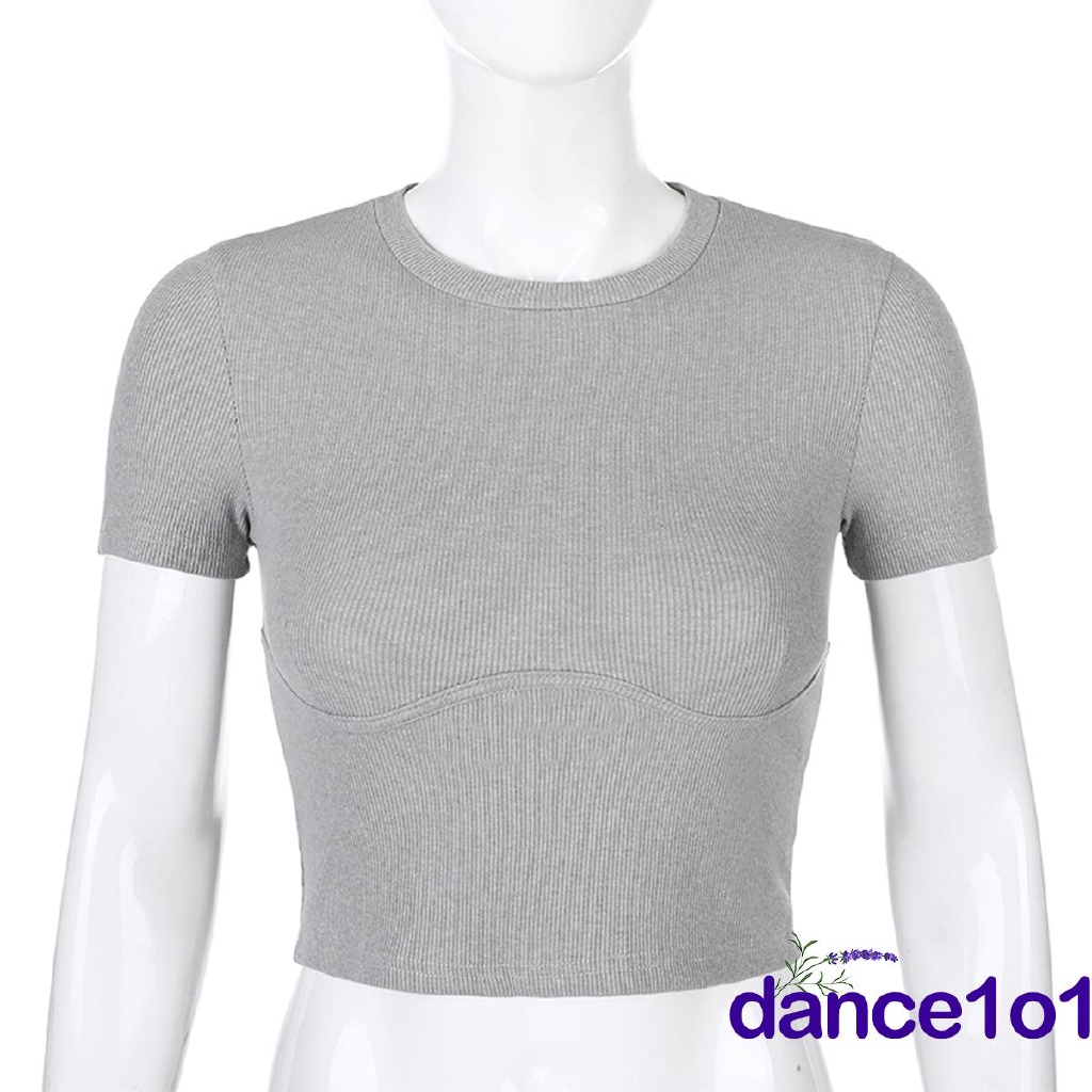 Áo thun tay ngắn màu trơn thanh lịch tùy chọn màu sắc dành cho nữ