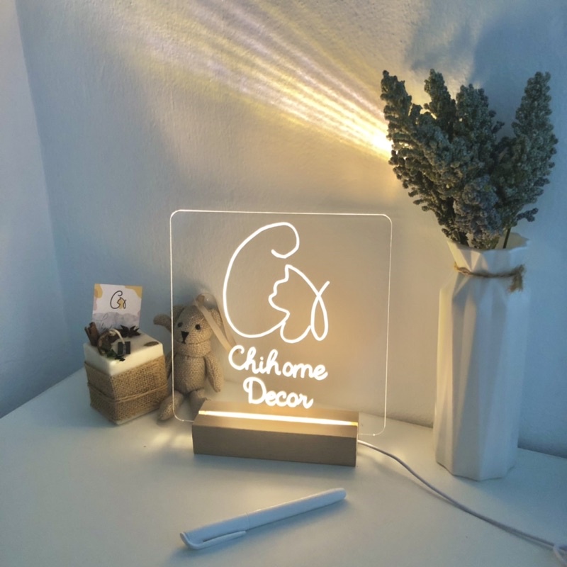Bảng Ghi Chú Đèn LED Phát Sáng, Đèn Ngủ Để Bàn - 3 Mẫu Mã Chihome Decor