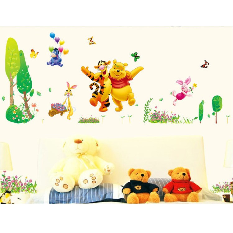 Decal dán tường mầm non [GIÁ SĨ] [FREESHIP 50K] tranh Gấu Pooh và bạn 2