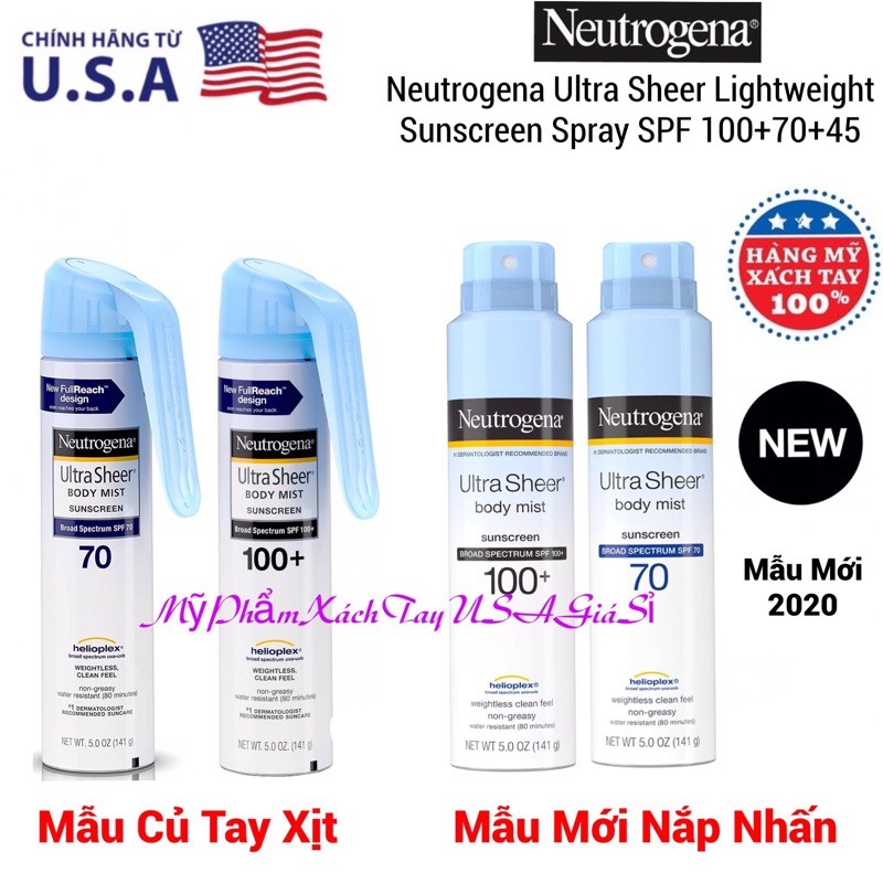 [NewHot]Xịt Chống Nắng Neutrogena Ultra Sheer Body Mist Sunscreen SPF 100+ (141g)