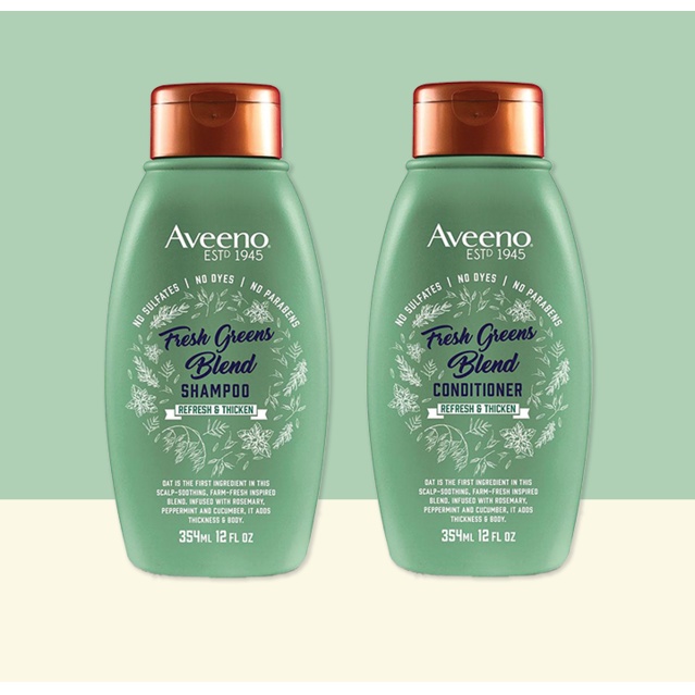Bill US - Set dầu gội &amp; dầu xả dày tóc AVEENO FRESH GREEN 354ml