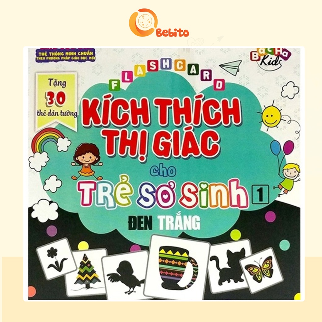 Flashcard Kích Thích Thị Giác Cho Trẻ Sơ Sinh 💖𝑭𝑹𝑬𝑬𝑺𝑯𝑰𝑷💖 Bộ 60 thẻ, 4 Tập, Kích Thước 21x21cm