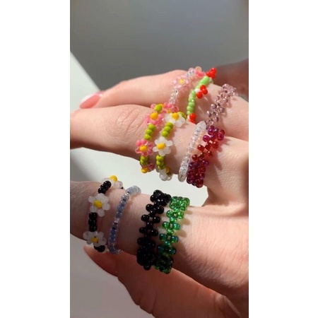 nhẫn hạt cườm daisy (Hand made & tự thiết kế)