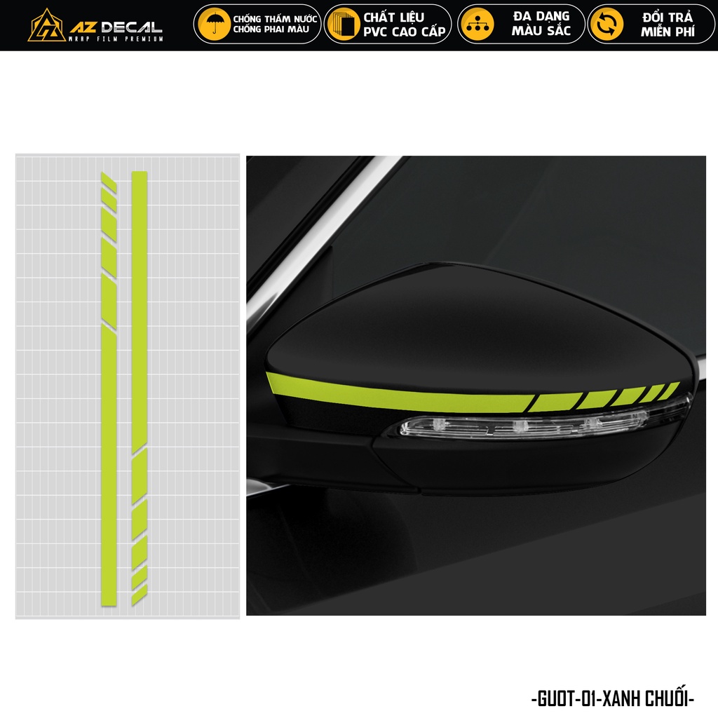 Decal Gương Chiếu Hậu Phản Quang Ô Tô Thiết Kế Cá Tính | GUOT01 | Tem Dán Gương Xe Hơi Oto Chống Nước Dễ Dán
