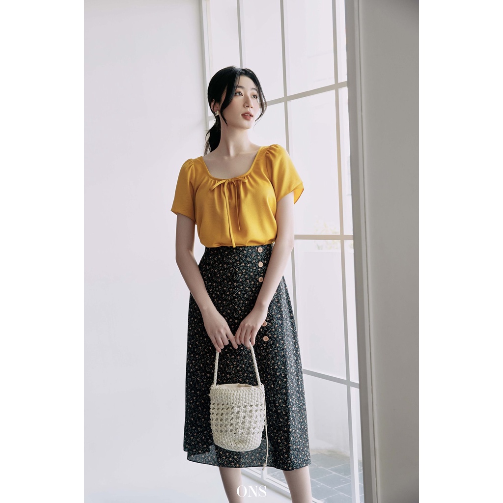 Oyster and Snail - Chân váy Elenor khuy trước giả khóa sau một lớp - 0160