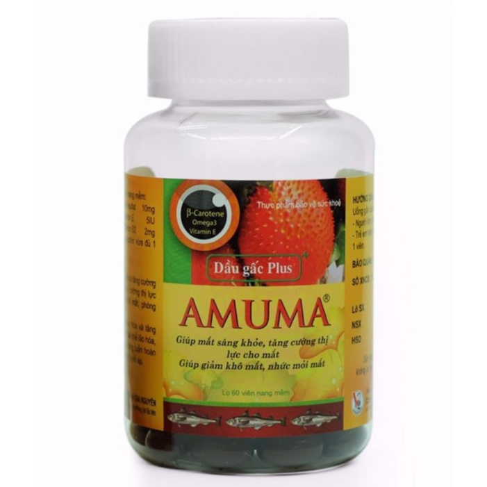 Dầu gấc Plus Amuma – Hỗ trợ bổ sung Omega 3 giúp sáng mắt, tăng cường thị lực (Hộp 60 viên)