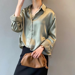 Áo sơ mi tay dài lụa satin