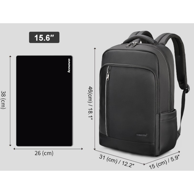 [rẻ nhất shopee] balo laptop tigernu T-B3668 chính hãng - đen 15.6 inch
