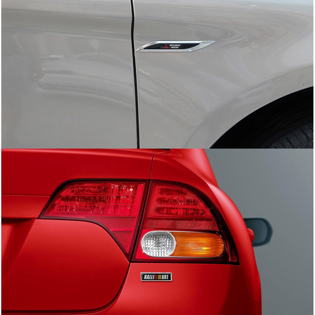 Bộ 2 miếng dán trang trí xe hơi bằng kim loại cho Mitsubishi Asx Lancer Eclipse